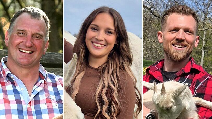Bj&ouml;rn (l.), Melina und Andi wollen bei "Bauer sucht Frau" ihr Liebesgl&uuml;ck suchen.