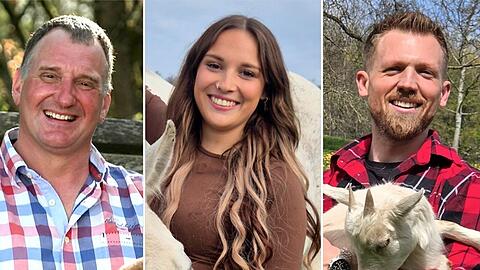 Bj&ouml;rn (l.), Melina und Andi wollen bei "Bauer sucht Frau" ihr Liebesgl&uuml;ck suchen.