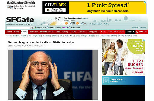 San Francisco Chronicle (USA): Der Druck auf Blatter wächst weiter. Wieder wird die FIFA von einem Korruptionsskandal erschüttert, der Letzte drehte sich noch um die Vergabe der WM 2018 und 2022 nach Katar und Russland.