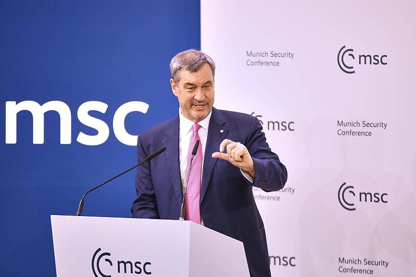 Markus S&ouml;der bei seiner Rede auf der Sicherheitskonferenz.