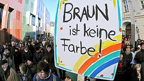 Protest gegen den Neonazi-Aufmarsch.