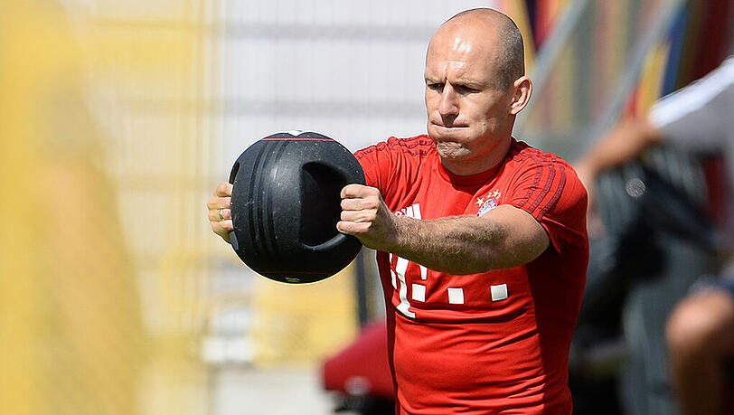 Schwitzen und schuften fürs Comeback: Arjen Robben. Schwitzen und schuften fürs Comeback: Arjen Robben.