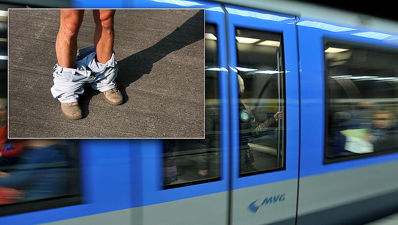 Der Mann drückte sich mit entblößtem Glied an eine Frau. Der Mann drückte sich mit entblößtem Glied an eine Frau.
