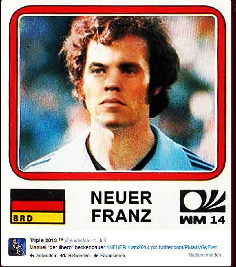 Franz Becken... äh Franz Neuer natürlich. Die Twitter-Gemeinde erinnert sich gerne an den spielstarken Libero.