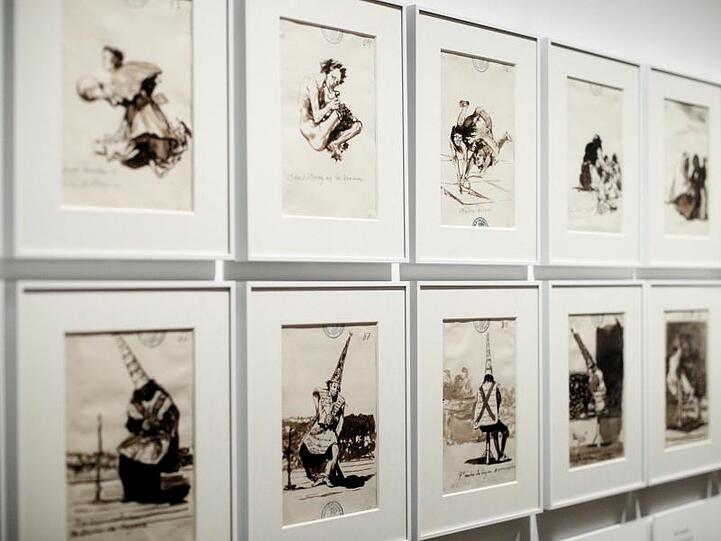 Zeichnungen von Goya in der Ausstellung "Dibujos de Goya" im Prado.