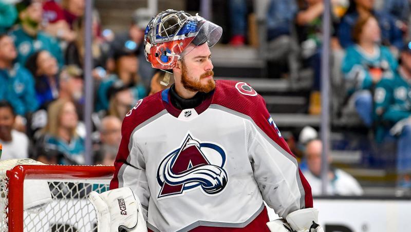 Holte mit Colorado Avalanche einen Sieg gegen die San Jose Sharks: Torhüter Philipp Grubauer. Holte mit Colorado Avalanche einen Sieg gegen die San Jose Sharks: Torhüter Philipp Grubauer.