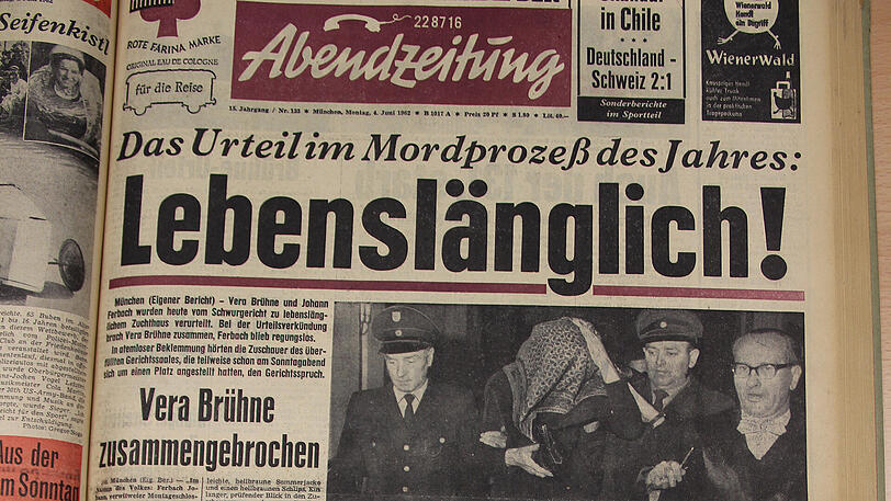 1962 - Vera Brühne verurteilt: Es war für München der Prozess des Jahrzehnts: Die Schauspielerin Vera Brühne war angeklagt, gemeinsam mit Johann Ferbach den Münchner Arzt Otto Praun und dessen Geliebte Elfriede Kloo erschossen zu haben. Das umstrittene Urteil: Lebenslänglich für beide.