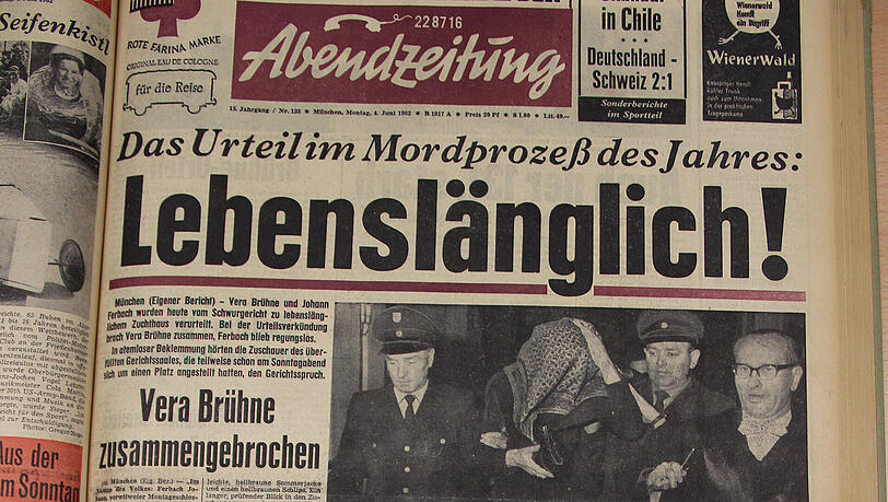 1962 - Vera Brühne verurteilt: Es war für München der Prozess des Jahrzehnts: Die Schauspielerin Vera Brühne war angeklagt, gemeinsam mit Johann Ferbach den Münchner Arzt Otto Praun und dessen Geliebte Elfriede Kloo erschossen zu haben. Das umstrittene Urteil: Lebenslänglich für beide. 1962 - Vera Brühne verurteilt: Es war für München der Prozess des Jahrzehnts: Die Schauspielerin Vera Brühne war angeklagt, gemeinsam mit Johann Ferbach den Münchner Arzt Otto Praun und dessen Geliebte Elfriede Kloo erschossen zu haben. Das umstrittene Urteil: Lebenslänglich für beide.