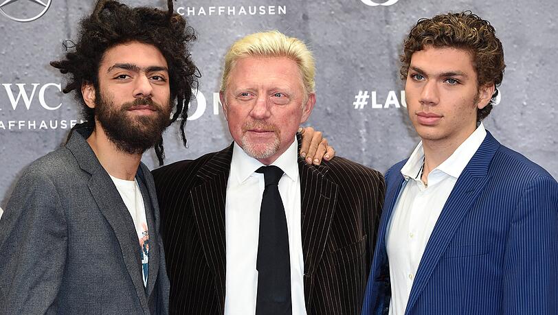 Boris Becker mit seinen Söhnen Noah (li.) und Elias (re.), die aus der Ehe mit Barbara Becker stammen.