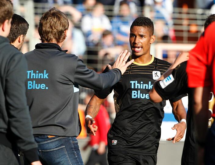 Markus Ahlen und sein bisher einziger treffsicherer Spieler Rubin Okotie.