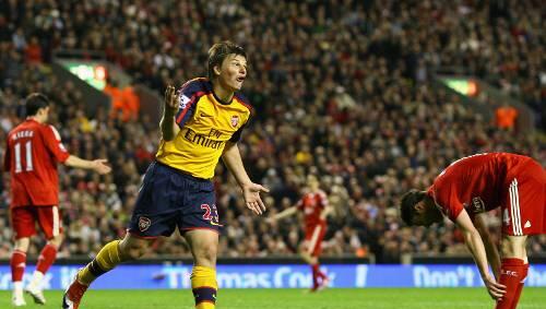 Erzielte gleich vier Tore an der Anfield Road: Arsenal-Stürmer Andrej Arschawin. Erzielte gleich vier Tore an der Anfield Road: Arsenal-Stürmer Andrej Arschawin.