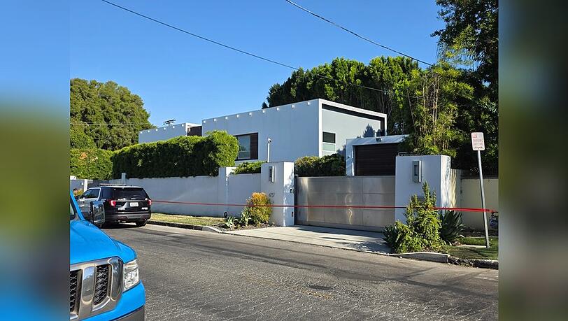 Die Villa, in der Robin Kaye und ihr Ehemann Thomas Deluca erschossen wurden, ist abgesperrt.