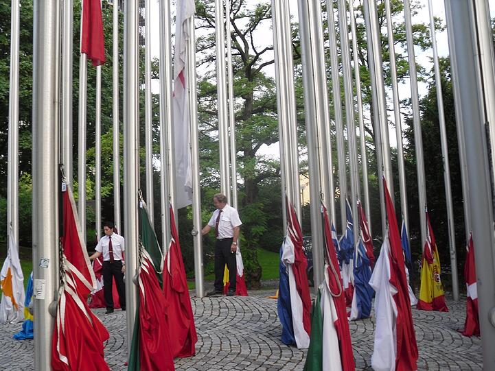 Flagge bekennen für Europa: am Boden oder als Fähnchen im Wind!