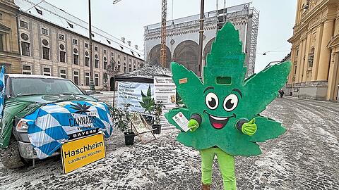 Wenzel Cerveny am Montag im Hanf-Kost&uuml;m am Odeonsplatz. Unerm&uuml;dlich k&auml;mpft er f&uuml;r ein besseres Image f&uuml;r Hanf - und jetzt auch um die Stadtratswahl.