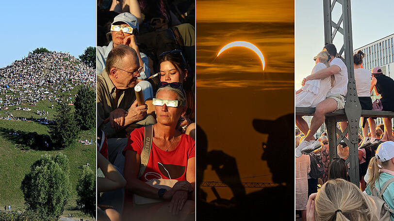 Vielerorts versammelten sich die Menschen in München, um die Sonnenfinsternis zu beobachten. Vielerorts versammelten sich die Menschen in München, um die Sonnenfinsternis zu beobachten.