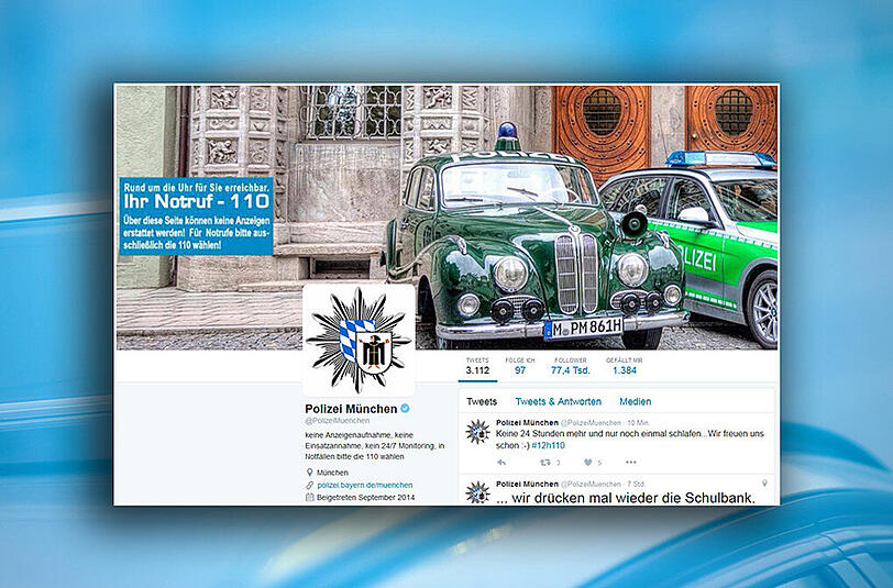 Live via Twitter bei der Münchner Polizei dabei sein - und was für 12 Stunden. Das ist ab Freitagmittag, 14 Uhr, möglich.