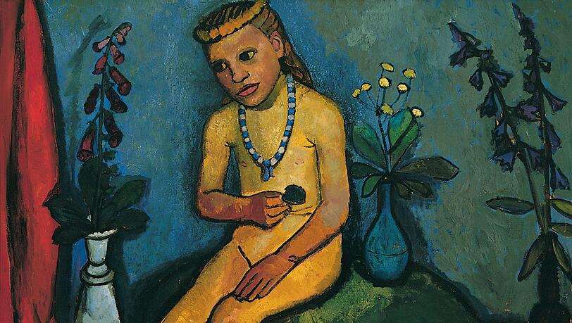 Paula Modersohn-Becker „Mädchenakt mit Blumenvasen“ (um 1907). Paula Modersohn-Becker „Mädchenakt mit Blumenvasen“ (um 1907).