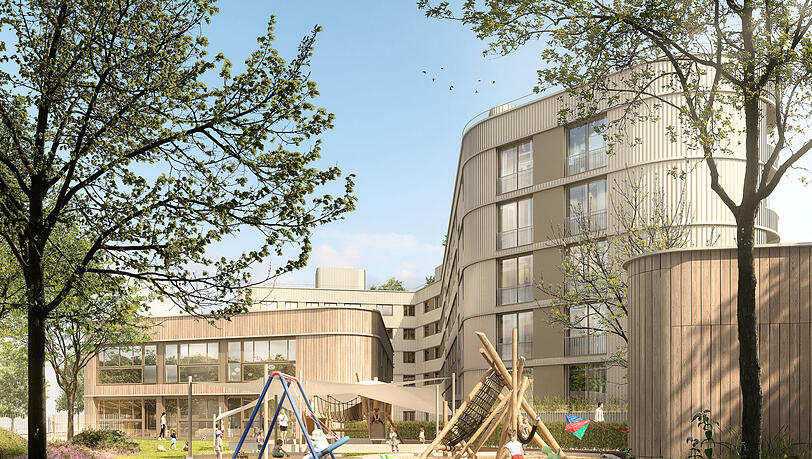 Diese Gebäude samt Kindertagesstätte sollen auf dem letzten freien Baufeld entstehen. Diese Gebäude samt Kindertagesstätte sollen auf dem letzten freien Baufeld entstehen.