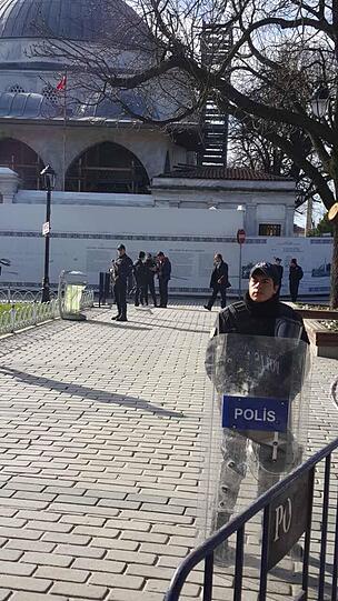 Türkische Spezialeinheiten an der Hagia Sophia.