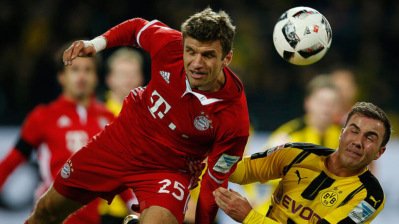 Wer landet am Ende der neuen Saison ganz oben? Zweikampf zwischen Bayerns Thomas Müller und Mario Götze von Borussia Dortmund.