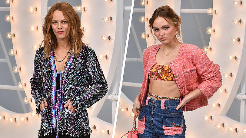 Vanessa Paradis (l.) und Tochter Lily-Rose Depp auf der Paris Fashion Week 2020