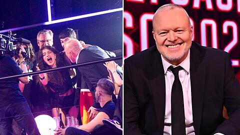 Stefan Raab und seine Schützlinge Abor & Tynna beim ESC-Finale am Samstag in Basel - in der TV-Show "Chefsache ESC 2025 - Wer singt für Deutschland?" (ARD/RTL) wurde das österreichische Duo ausgewählt.