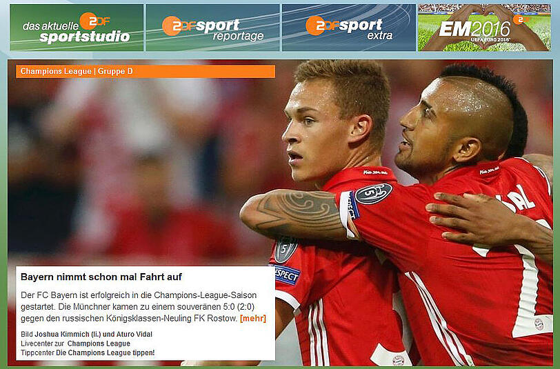 Erfolgreich und souverän - so startet der FC Bayern laut "zdfsport.de" in die neue Champions-League-Saison.