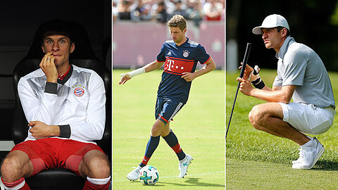 In den wichtigen Spielen &ndash; wie hier in der Champions League gegen Real Madrid &ndash; saß Thomas Müller zuletzt draußen. Aktuell ist Bayerns Nationalstürmer schon wieder im Training. Zuvor hatte er sich Entspannung unter anderem beim Golfen gesucht.