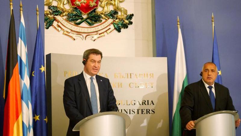 Der CSU-Vorsitzende und bayerische Ministerpräsident Markus Söder (l) trifft den bulgarischen Regierungschef Boiko Borissow (r). Foto: Christoph Trost Der CSU-Vorsitzende und bayerische Ministerpräsident Markus Söder (l) trifft den bulgarischen Regierungschef Boiko Borissow (r). Foto: Christoph Trost
