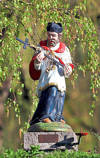 Der Hl. Nepomuk an der Brücke vor dem Eberlhof.