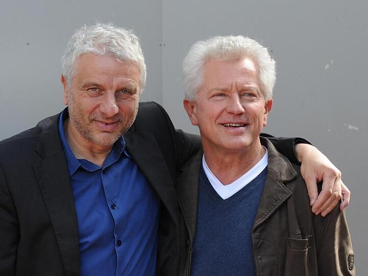Die Schauspieler Udo Wachtveitl (als Kommissar Leitmayr, l) und Miroslav Nemec (als Kommissar Batic). Foto: picture alliance / Andreas Gebert/dpa