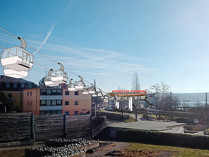 Eine Seilbahn könnte zum Bahnhof Starnberg als Mobilitätsdrehscheibe schweben.