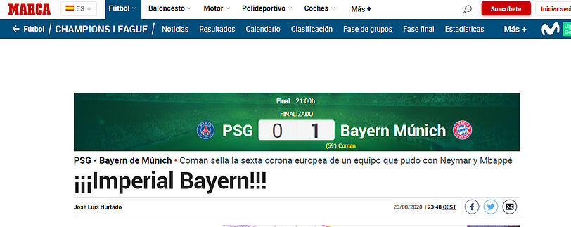 "Kaiserliche Bayern", schreibt die Spanische "Marca".