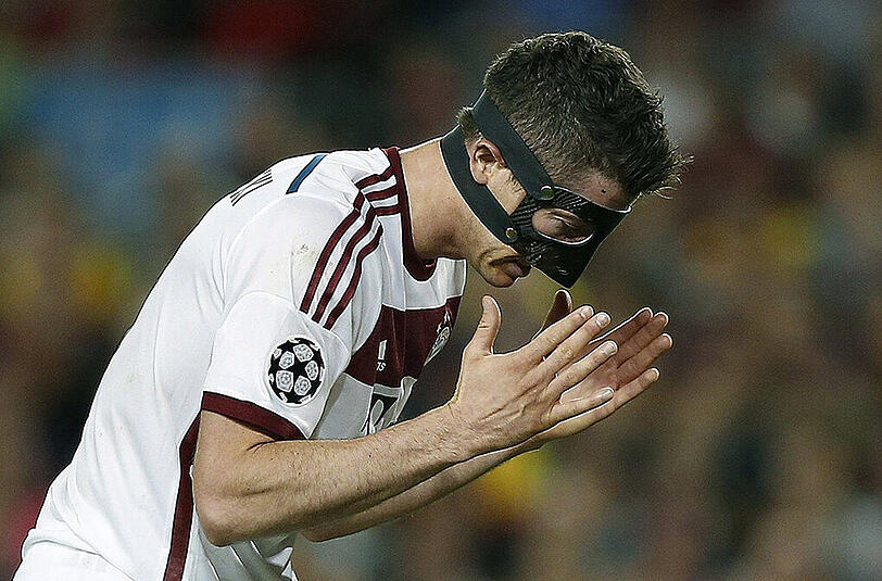 Hätte die Bayern gegen Barca in Führung bringen können: Maskenmann Robert Lewandowski.