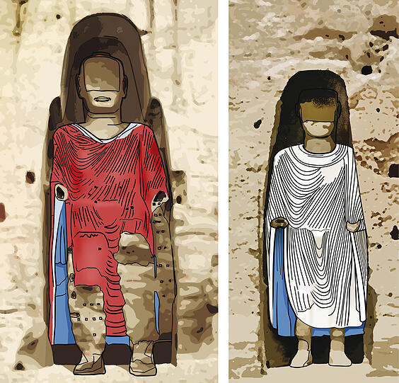Schön bunt: So sahen die Buddhas im Bamiyan-Tal aus.