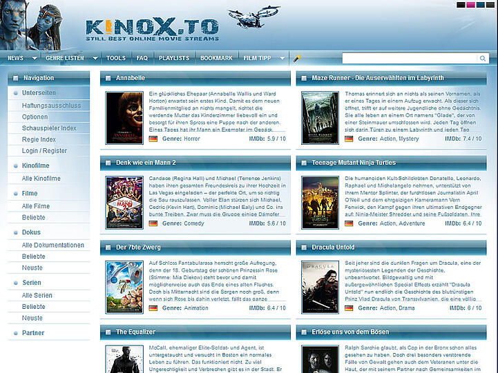Auf Kinox.to wurden Filme und Serien illegal hochgeladen