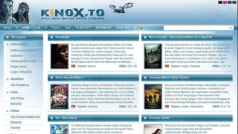 Auf Kinox.to wurden Filme und Serien illegal hochgeladen Auf Kinox.to wurden Filme und Serien illegal hochgeladen