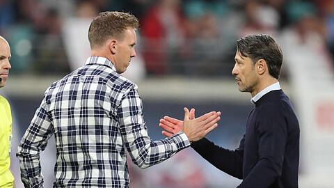 Weisen nach 44 Bundesliga-Spielen als Bayern-Trainer die exakt gleiche Statistik auf: Julian Nagelsmann und Niko Kovac (r.).