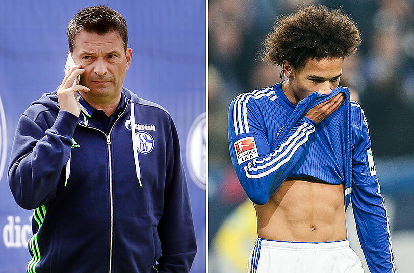 Schalkes Sportdirektor Christian Heidel (links) und das Objekt der Begierde, Leroy Sané.