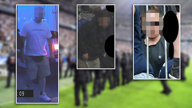 Mit diesen Bildern suchte die Polizei nach den Löwen-Chaoten. Aufgrund des Fahndungserfolges wurden die Täter mittlerweile unkenntlich gemacht.