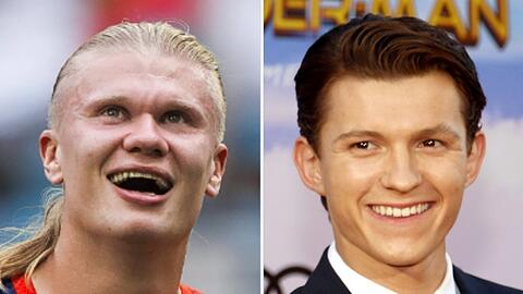 K&ouml;nnen sich doch noch zum Dinner treffen: Erling Haaland (l.) und Tom Holland.