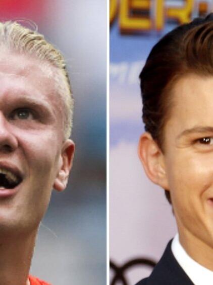 K&ouml;nnen sich doch noch zum Dinner treffen: Erling Haaland (l.) und Tom Holland.