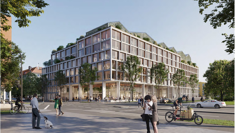 So soll das neue Gebäude am Ende aussehen - mit Orangerie und einem Wald auf dem Dach und weitem Ausblick über Schwabing. So soll das neue Gebäude am Ende aussehen - mit Orangerie und einem Wald auf dem Dach und weitem Ausblick über Schwabing.