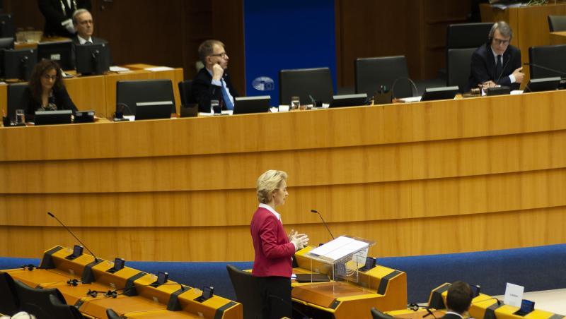EU-Kommissionspräsidentin Ursula von der Leyen (CDU) bei einer Plenarsitzung des Europäischen Parlaments. EU-Kommissionspräsidentin Ursula von der Leyen (CDU) bei einer Plenarsitzung des Europäischen Parlaments.