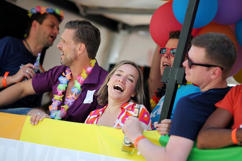 Bundesfamilienministerin Kristina Schröder (CDU) auf dem Christopher Street Day in Frankfurt am Main.