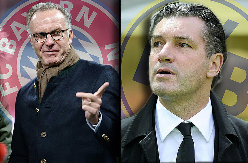 Zorc (r.) gegen Rummenigge: Das Verhältnis zwischen Borussia Dortmund und dem FC Bayern ist belastet.