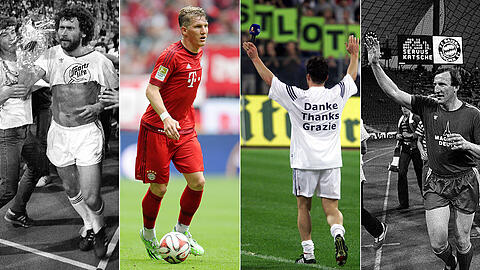 Der FC Bayern verabschiedet Bastian Schweinsteiger mit einem Abschiedsspiel. Welchen Legenden diese Ehre sonst noch zuteil wurde, sehen Sie in unserer Bilderstrecke.