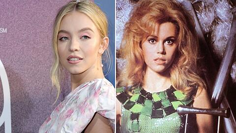 Sydney Sweeney (li.) wird die Nachfolgerin von "Barbarella" Jane Fonda.