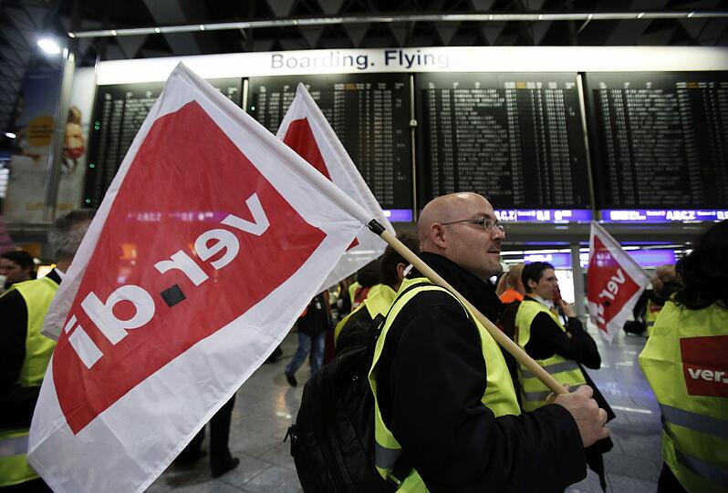 Warnstreiks bei der Lufthansa am Donnerstag. Bilder vom Flughafen Frankfurt