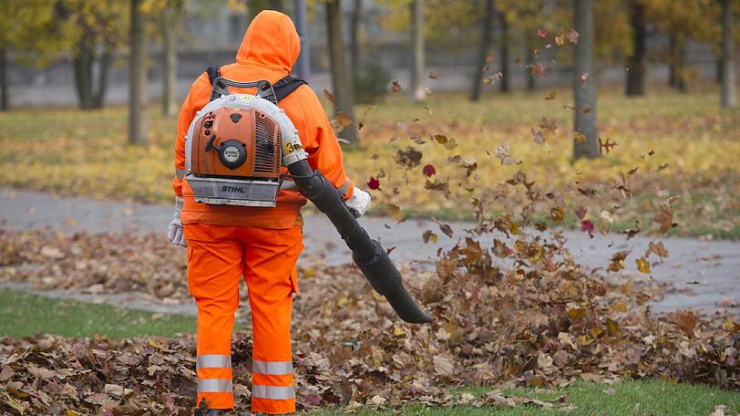 Wahnsinnig laut, für viele nervig: Arbeiten mit Laubbläsern.